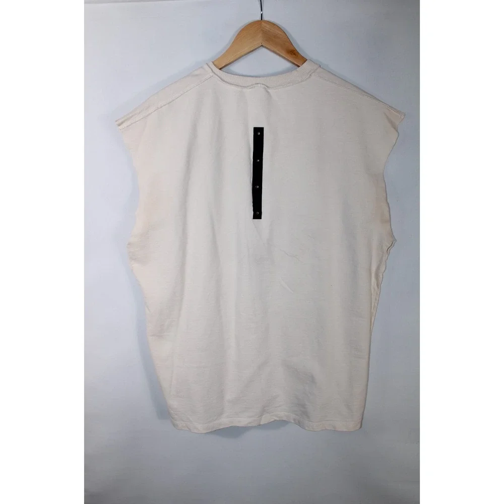ASRV Men's M/L Beige Reversible Oversized Cutoff Tank Top